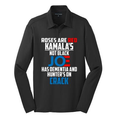 Biden Roses Are Red Kamala Not Black Joe Silk Touch Performance Long Sleeve Polo