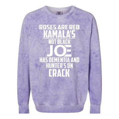 Biden Roses Are Red Kamala Not Black Joe Colorblast Crewneck Sweatshirt