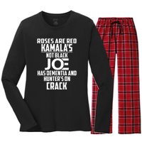 Biden Roses Are Red Kamala Not Black Joe Women's Long Sleeve Flannel Pajama Set 