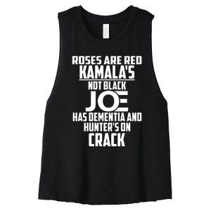 Biden Roses Are Red Kamala Not Black Joe Women's Racerback Cropped Tank