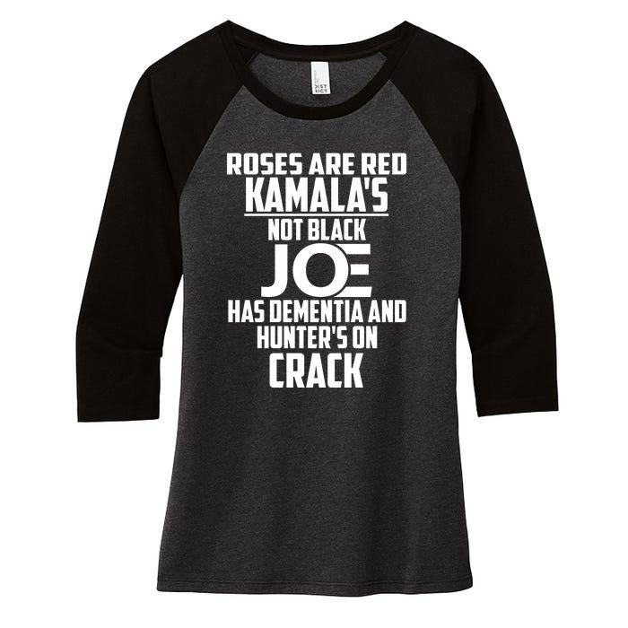 Biden Roses Are Red Kamala Not Black Joe Women's Tri-Blend 3/4-Sleeve Raglan Shirt