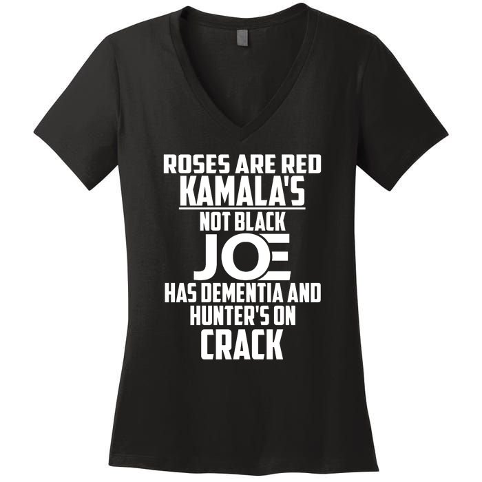 Biden Roses Are Red Kamala Not Black Joe Women's V-Neck T-Shirt