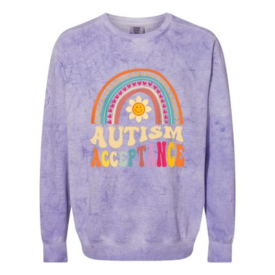 Boho Rainbow Acceptance Special Education Teacher Gift Autism Awareness Colorblast Crewneck Sweatshirt