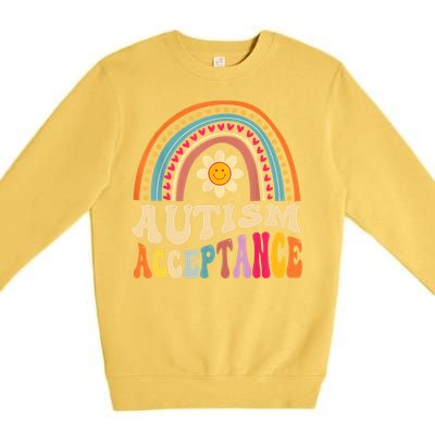 Boho Rainbow Acceptance Special Education Teacher Gift Autism Awareness Premium Crewneck Sweatshirt