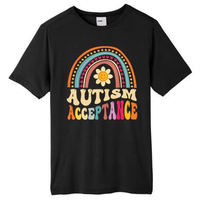 Boho Rainbow Acceptance Special Education Teacher Gift Autism Awareness Tall Fusion ChromaSoft Performance T-Shirt