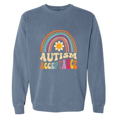 Boho Rainbow Acceptance Special Education Teacher Gift Autism Awareness Garment-Dyed Sweatshirt