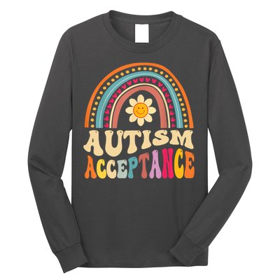 Boho Rainbow Acceptance Special Education Teacher Gift Autism Awareness Long Sleeve Shirt