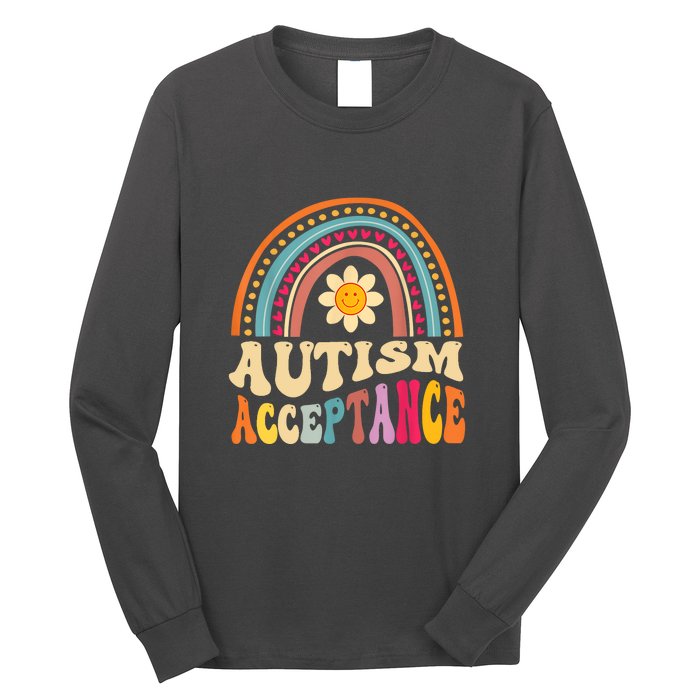 Boho Rainbow Acceptance Special Education Teacher Gift Autism Awareness Long Sleeve Shirt