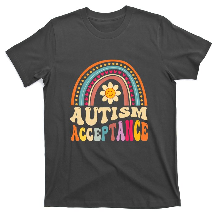 Boho Rainbow Acceptance Special Education Teacher Gift Autism Awareness T-Shirt