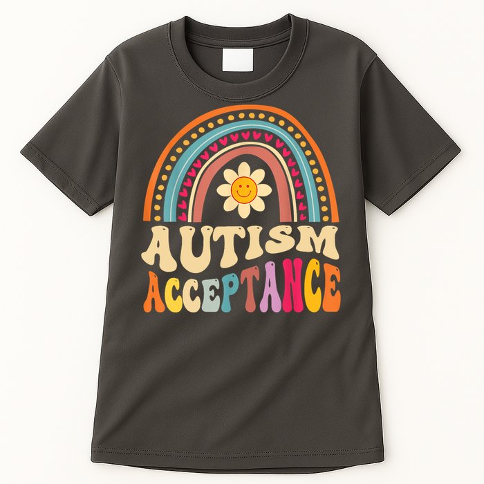 Boho Rainbow Acceptance Special Education Teacher Gift Autism Awareness Tall T-Shirt