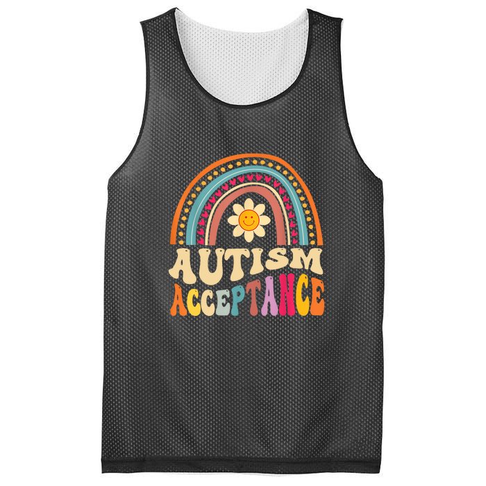 Boho Rainbow Acceptance Special Education Teacher Gift Autism Awareness Mesh Reversible Basketball Jersey Tank