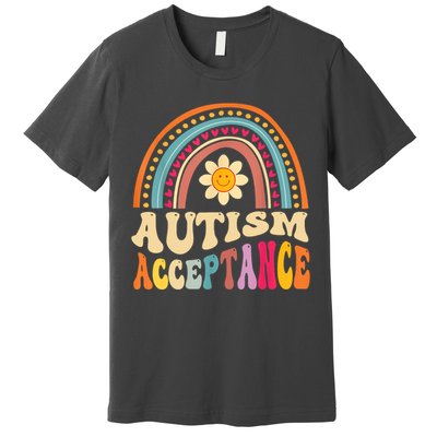 Boho Rainbow Acceptance Special Education Teacher Gift Autism Awareness Premium T-Shirt