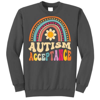 Boho Rainbow Acceptance Special Education Teacher Gift Autism Awareness Tall Sweatshirt