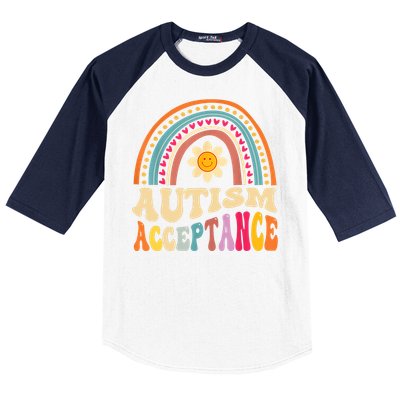 Boho Rainbow Acceptance Special Education Teacher Gift Autism Awareness Baseball Sleeve Shirt