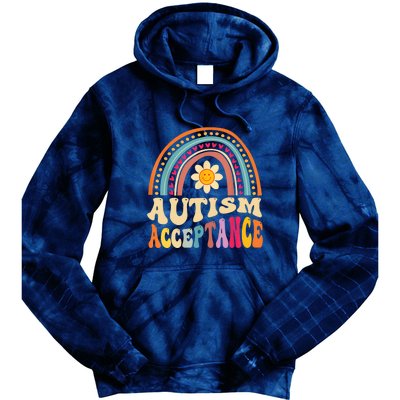 Boho Rainbow Acceptance Special Education Teacher Gift Autism Awareness Tie Dye Hoodie