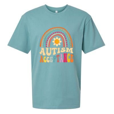 Boho Rainbow Acceptance Special Education Teacher Gift Autism Awareness Sueded Cloud Jersey T-Shirt