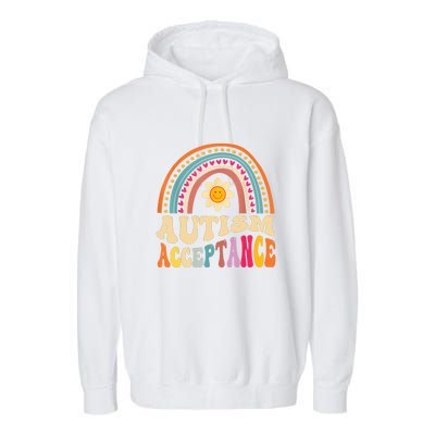 Boho Rainbow Acceptance Special Education Teacher Gift Autism Awareness Garment-Dyed Fleece Hoodie