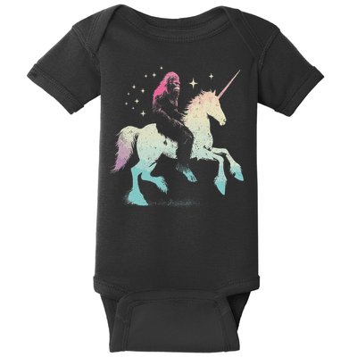 Bigfoot Riding A Unicorn Funny Sasquatch Lover Baby Bodysuit