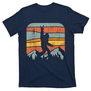 Bigfoot Rock and Roll Retro Mountain Sunset Sasquatch Gift T-Shirt