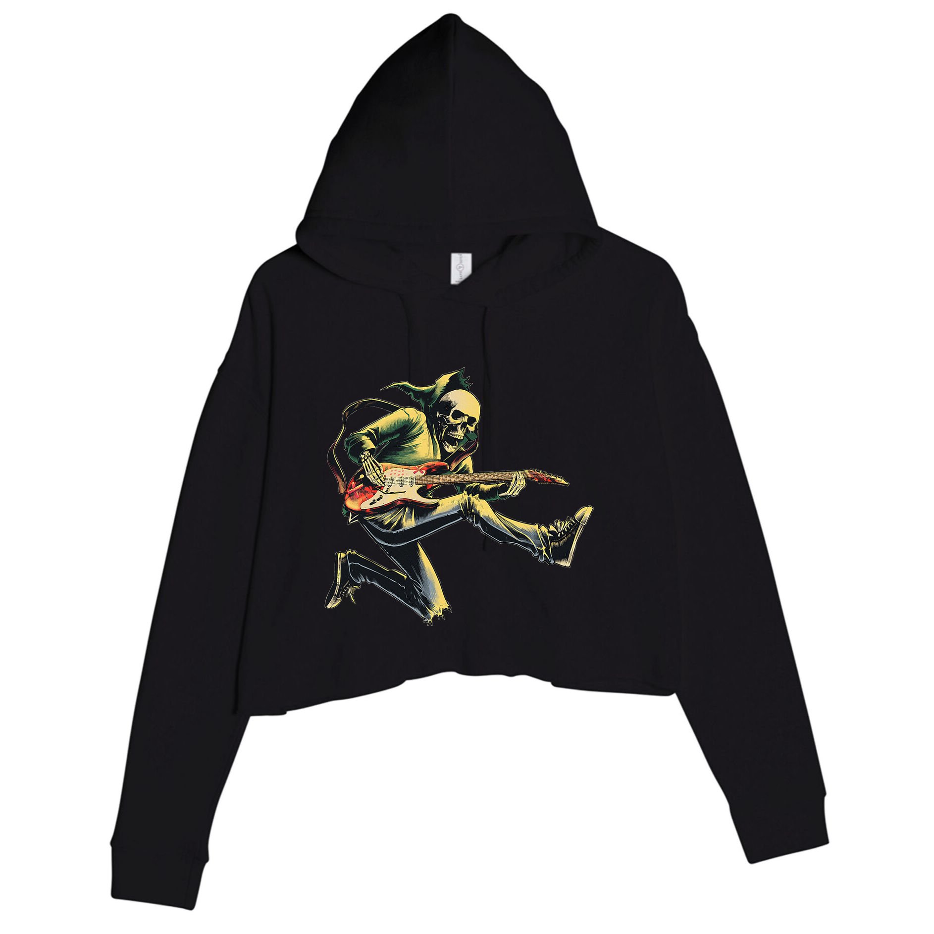 Band Rock And Roll Guitar Band Crop Fleece Hoodie
