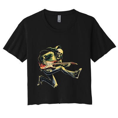 Band Rock And Roll Guitar Band Crop Top