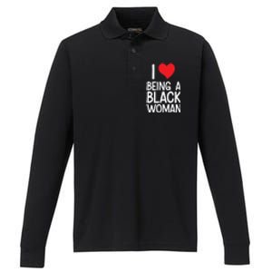 Black Rights African American Cool Gift I Love Being A Black Cute Gift Performance Long Sleeve Polo