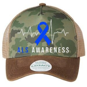 Blue Ribbon ALS Awareness Heartbeat Legacy Tie Dye Trucker Hat