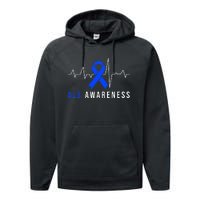 Blue Ribbon ALS Awareness Heartbeat Performance Fleece Hoodie