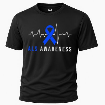 Blue Ribbon ALS Awareness Heartbeat Performance Shirt