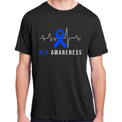 Blue Ribbon ALS Awareness Heartbeat Adult ChromaSoft Performance T-Shirt