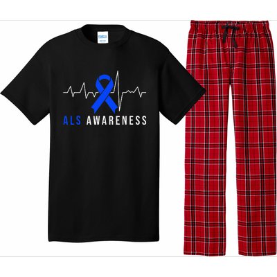 Blue Ribbon ALS Awareness Heartbeat Pajama Set