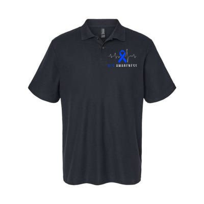 Blue Ribbon ALS Awareness Heartbeat Softstyle Adult Sport Polo