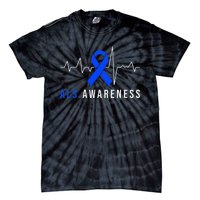 Blue Ribbon ALS Awareness Heartbeat Tie-Dye T-Shirt