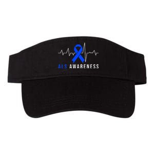 Blue Ribbon ALS Awareness Heartbeat Valucap Bio-Washed Visor