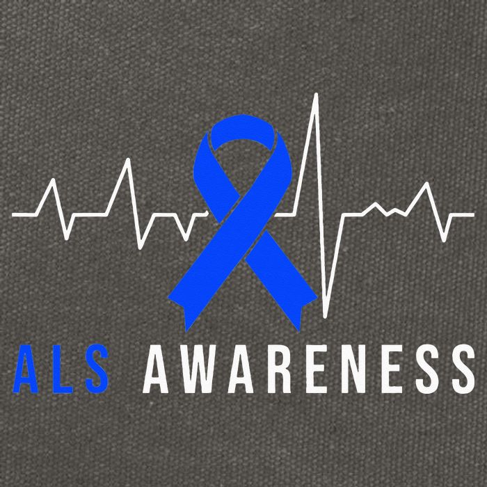 Blue Ribbon ALS Awareness Heartbeat Cotton Canvas Backpack