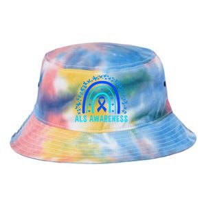 Blue Ribbon ALS Awareness Rainbow Tie Dye Newport Bucket Hat