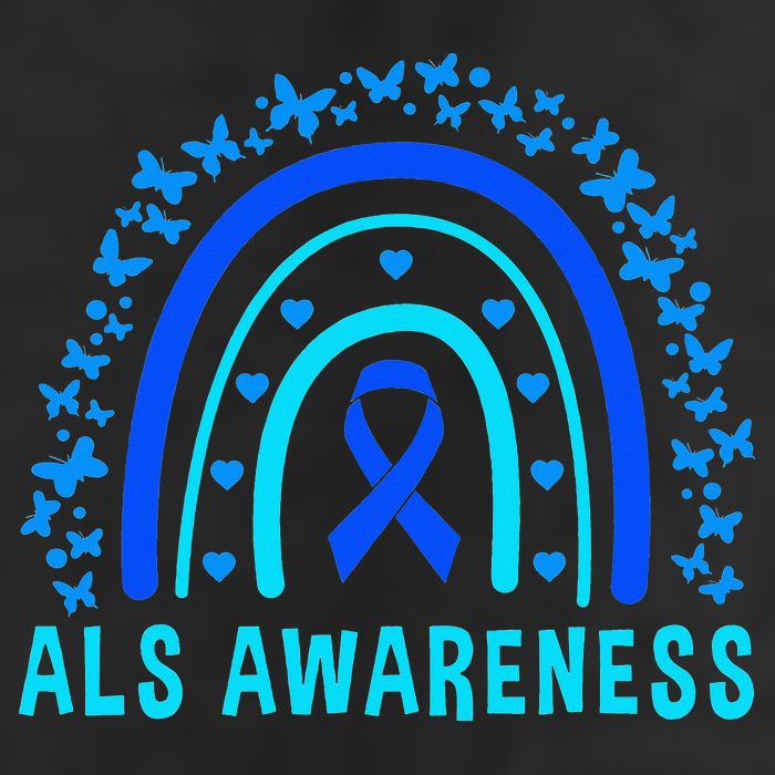 Blue Ribbon ALS Awareness Rainbow 7 Panel Mesh Trucker Snapback Hat