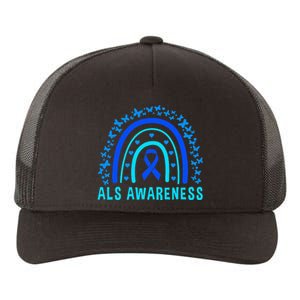 Blue Ribbon ALS Awareness Rainbow Yupoong Adult 5-Panel Trucker Hat