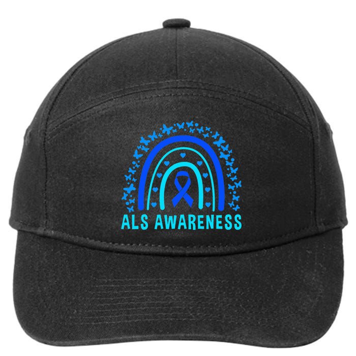 Blue Ribbon ALS Awareness Rainbow 7-Panel Snapback Hat