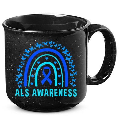 Blue Ribbon ALS Awareness Rainbow 15oz Campfire Ceramic Mug