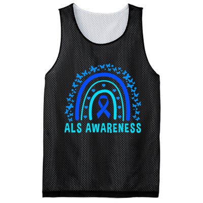 Blue Ribbon ALS Awareness Rainbow Mesh Reversible Basketball Jersey Tank