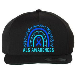 Blue Ribbon ALS Awareness Rainbow Wool Snapback Cap