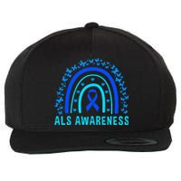 Blue Ribbon ALS Awareness Rainbow Wool Snapback Cap