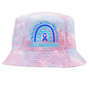 Blue Ribbon ALS Awareness Rainbow Tie-Dyed Bucket Hat