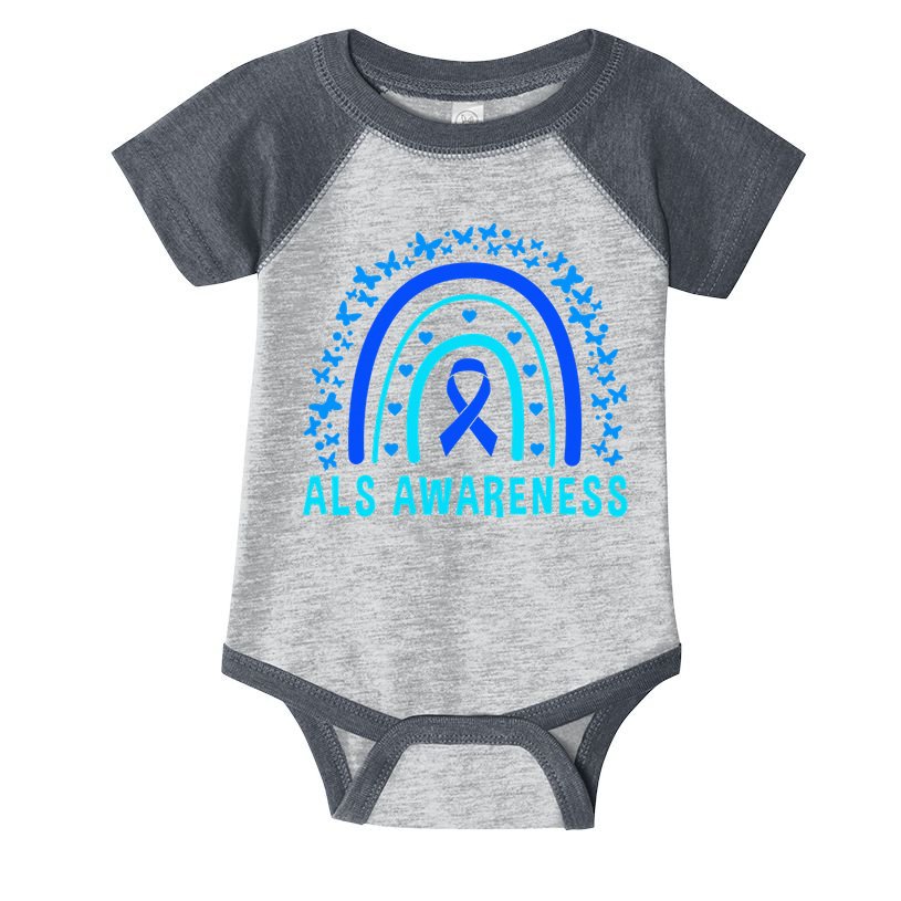 Blue Ribbon ALS Awareness Rainbow Infant Baby Jersey Bodysuit