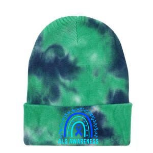 Blue Ribbon ALS Awareness Rainbow Tie Dye 12in Knit Beanie