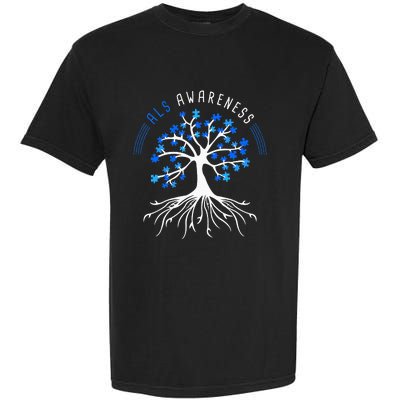 Blue Ribbon ALS Awareness Tree Garment-Dyed Heavyweight T-Shirt