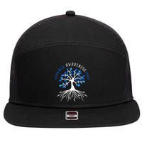 Blue Ribbon ALS Awareness Tree 7 Panel Mesh Trucker Snapback Hat