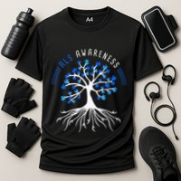 Blue Ribbon ALS Awareness Tree Cooling Performance Crew T-Shirt