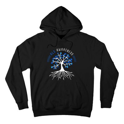 Blue Ribbon ALS Awareness Tree Hoodie